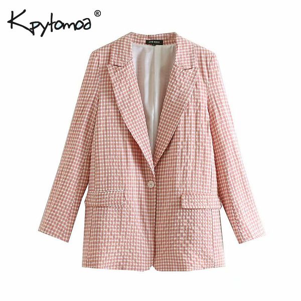 

vintage plaid buttons blazers coat women 2019 fashion notched collar long sleeve office ladies outerwear casual casaco femme, White;black