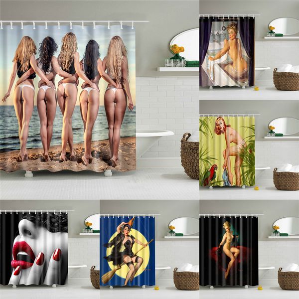 

naked women printing shower curtains bathroom curtain waterproof bath screen home decoration cortina de bano