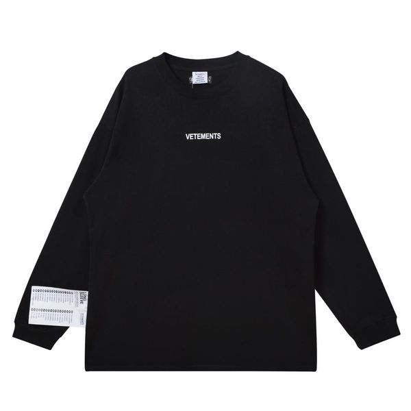 

мужские футболки high street vêtements 19fw с длинным рукавом футболка oversize хип-хоп футболки повседневная одежда xs, White;black