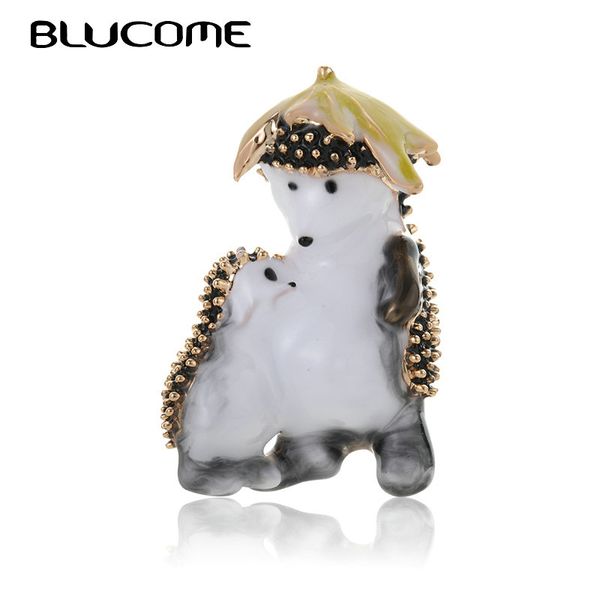 

blucome couple hedgehogs shape brooches corsage gold color women kids gifts animal collar clip lapel pins hat decoration badge, Gray