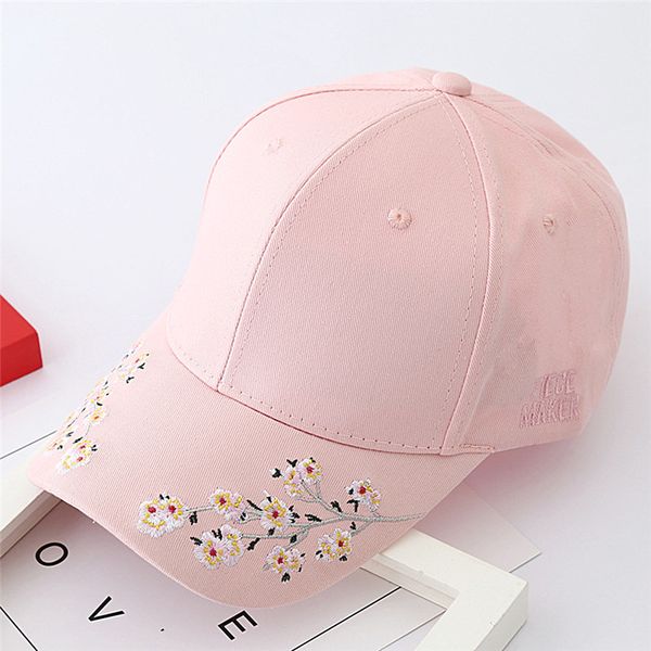 

tide flowers embroidery baseball cap women black pink symmetrical flower embroidery insulation baseball cap adjustable, Blue;gray