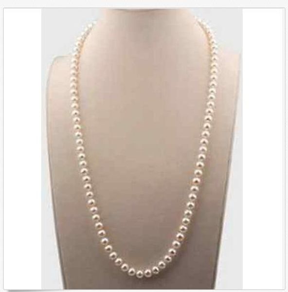 

classic 24inch 7-8mm south sea round white pearl necklace 14k gold, Silver