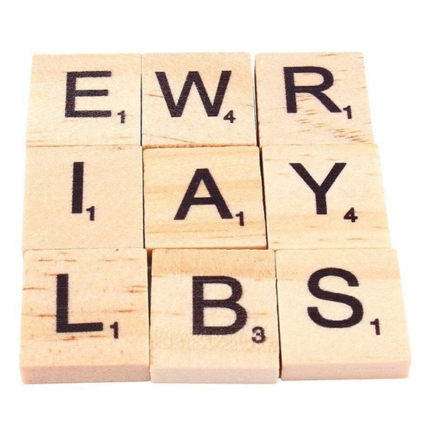 

100 шт древесина эрудитой плитки алфавит scrabbles количество craft английские слова tp899 другого home decor