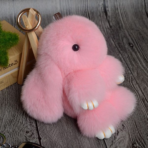 

fashion trendy luxury designer cute lovely bunny rabbit fur plush handbag charms car keychains 17 cm, Silver