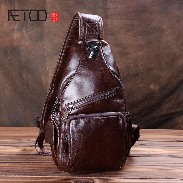 

aetoo head leather men's chest bag, leather shoulder bag, men's fashion casual stiletto bag