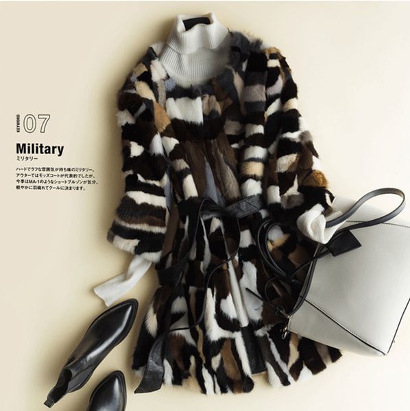 

2019 new arrival patchwork mixed colors true natural real coat genuine jakcet jn479, Black