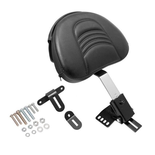 

chrome motorcycle stripe adjustable plug in driver rider leather backrest seat for touring fltr flht 97-18