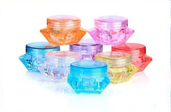 

3g 5g colorful diamond shape empty cosmetic containers screw cap sample containers jar skin care cream jars pot tins
