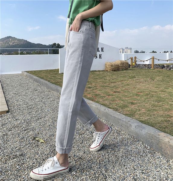 

blue gray women's tailored waist and hip princess jeans bk2104