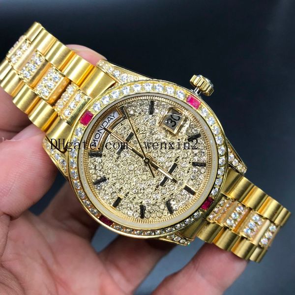 

4 Цвета Роскошные Часы Маленький Прямой Бриллиант 36 мм 41 мм Ман или Женщина Горячи