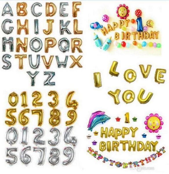 

32 дюймов гелий воздушный шар номер буквы shaped золото серебро надувные баллоны день рождения свадебные украшения событие праздничные атриб