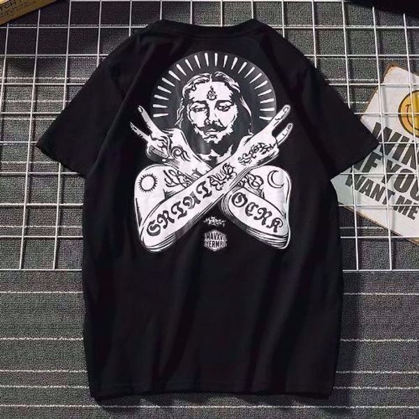 

hip hop t-shirt short sleeve t-shirts pharaoh cross design for both, White;black