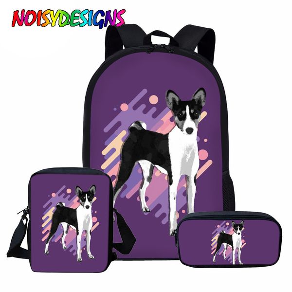 

noisydesigns kids schoolbags set basenji dog prints cute book bags girls school bags for children students kids school backpacks