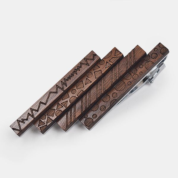 

novelty personality geometric pattern wooden tie clip walnut wood tie knot tie accessory men wedding business necktie clasp, Silver;golden