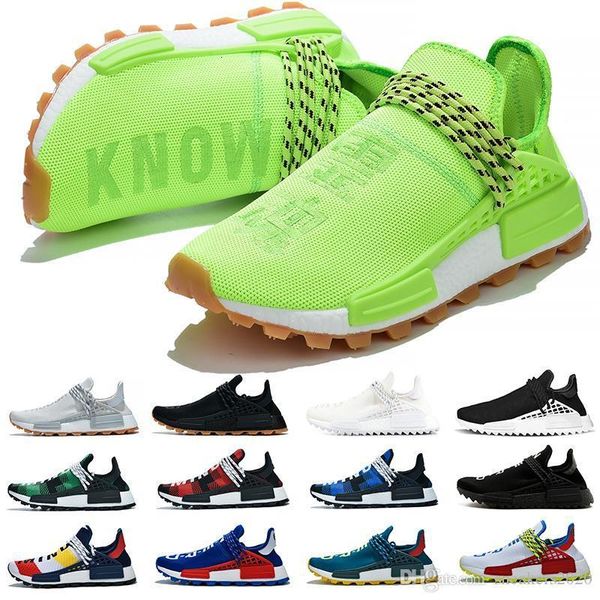 

nmd human race trail men women running shoes hu pharrell williams runner yellow black white red mens trainers sport sneakers size 36-47