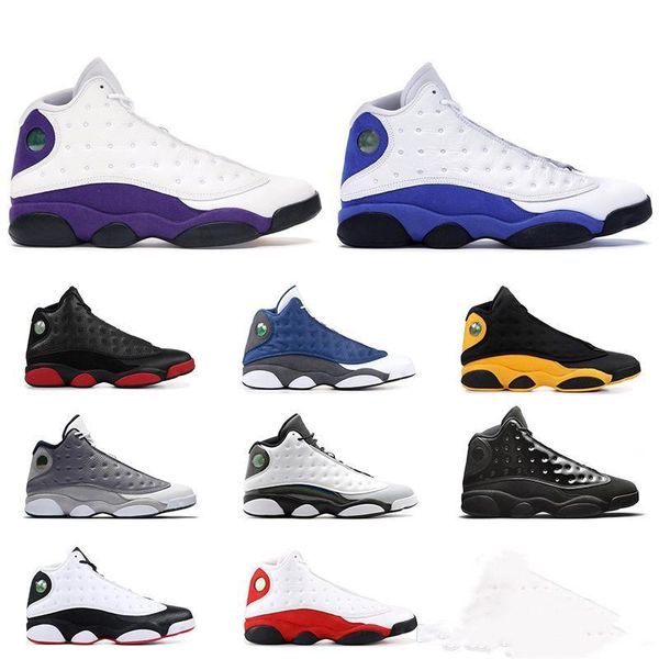 

13s mens basketball shoes court purple cap and gown atmosphere grey dirty bred hyper royal grey toe black cat 13 men sports sneakers