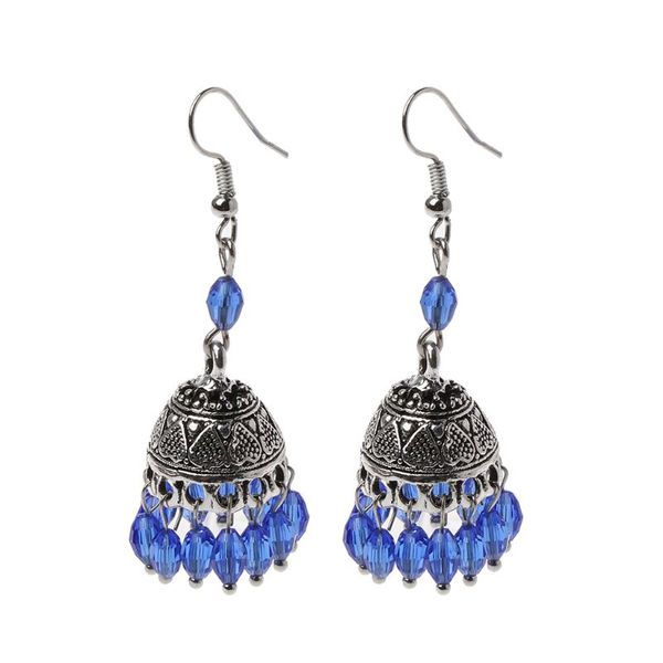 

retro bollywood jhumka jhumki crystal drop earring ethnic gypsy jewelry n58f, Silver