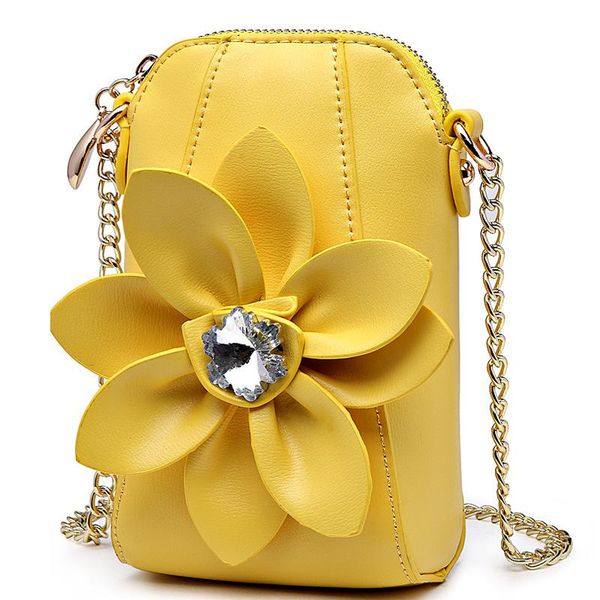 

2020 women fashion mobile phone shoulder bag female new mini handbag chain diamond flower collision color single message bags
