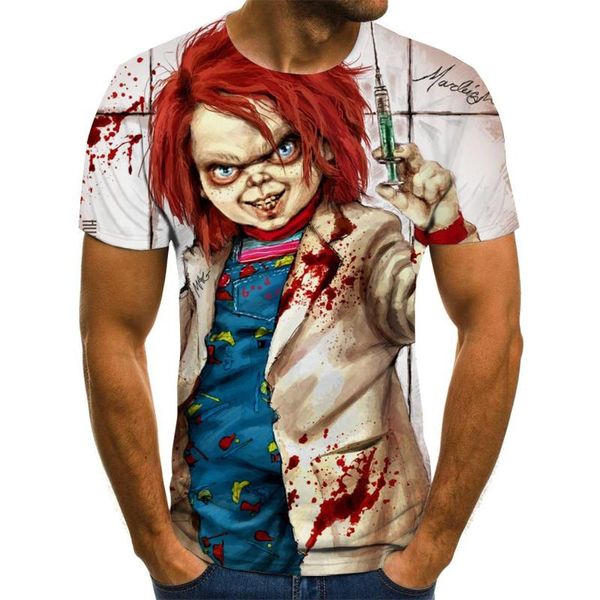 

2019 fashion men 3d t-shirts horror ghost baby printing tshirts men women tide brand short-sleeved breathable tee shirts, White;black