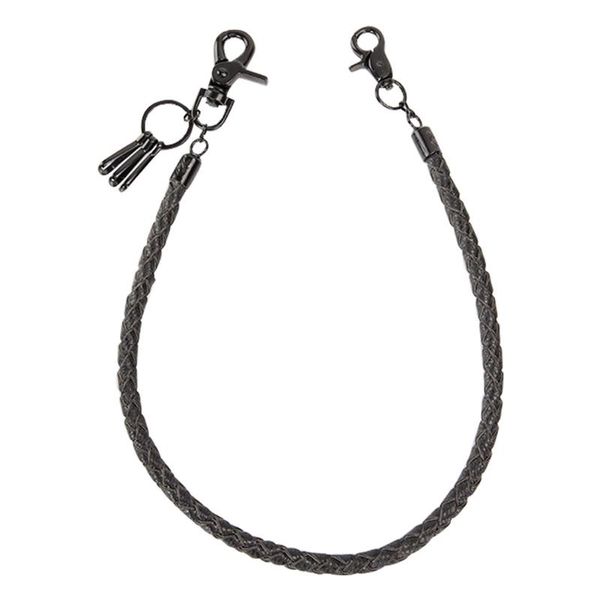 

64cm universal detachable solid accessories waist hanging retro street anti lost hipster key chain jean wallet pu leather party, Silver