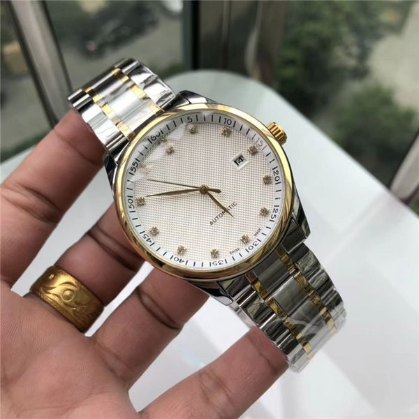 

men's luxury watch mechanical automatic watch fashion selling calendar watches, Slivery;brown