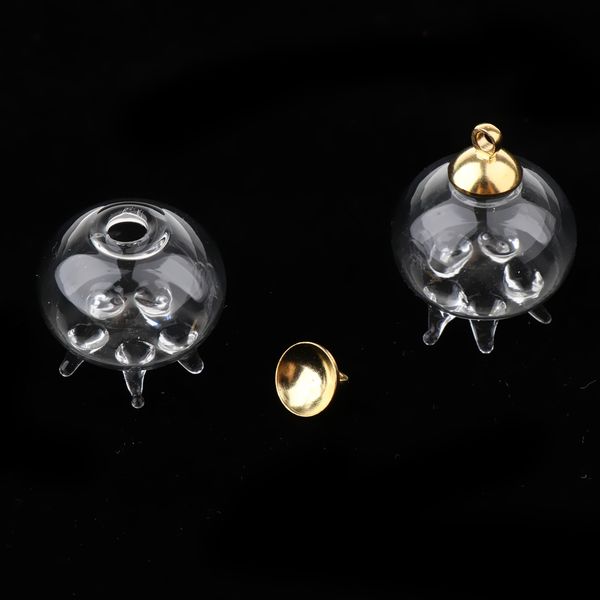 

2pcs mini jellyfish shape empty glass wishing bottle vial pendant charms diy, Black