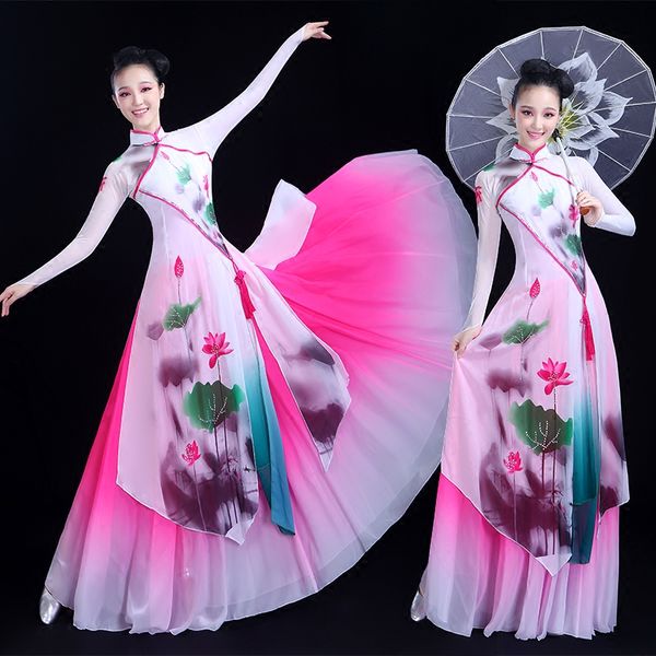 

classical yangko dance costumes female elegant new chinese style guzheng performance costume clothing, Black;red