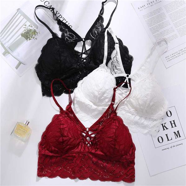 

new bandage lace bra women underwear no steel ring push up underwear women bra gathered lace decoration beauty back design, Red;black