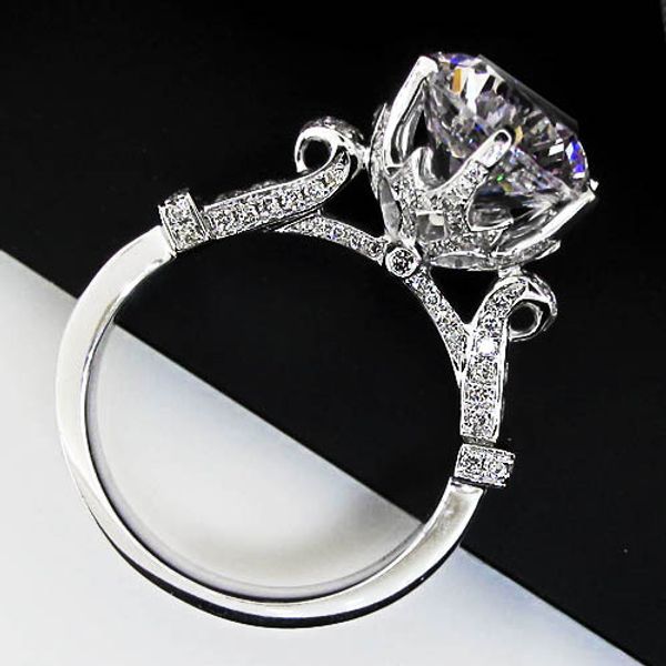 

pure white gold 18k 9mm 3ct vvs1 genuine moissanite women engagement ring gorgeous birthday gift for girl, Golden;silver