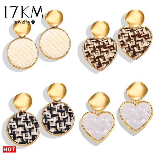 

17km 12 gold woven rattan earrings 2019 for women buy 1 get 1 gift heart round drop dangle earring brincos geometric jewelry, Silver