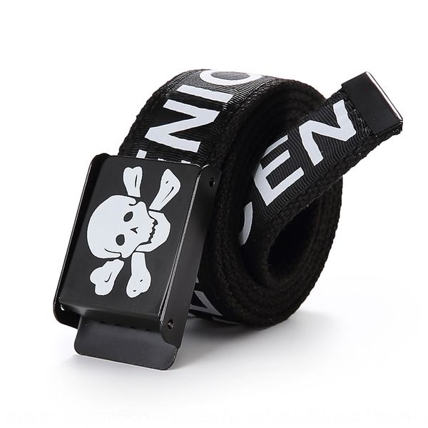 

men's canvas fashion brand skull canvas leisure business denim smooth buckle belt outdoor woven belt belt, Black;brown
