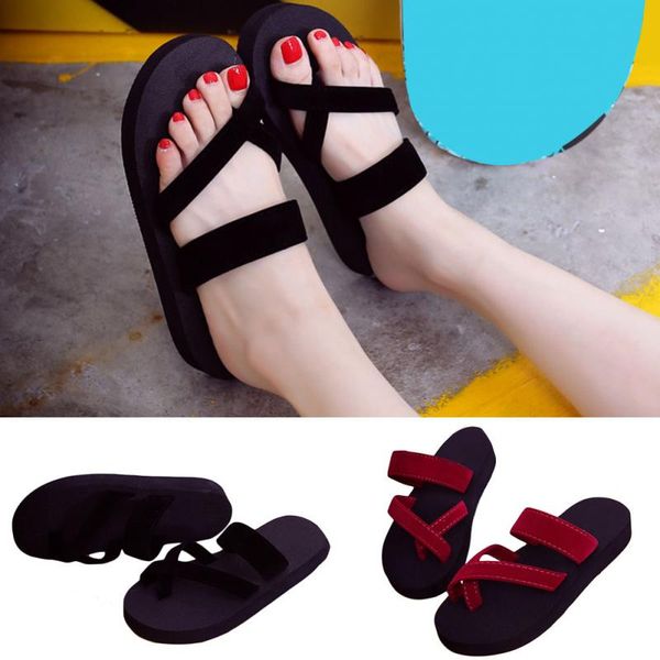 

fashion slippers women flip flops mules slides wedge sandals platform beach slippers zapatillas outdoor zapatos mujer, Black