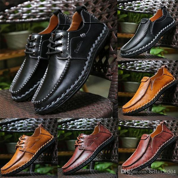 

genuine leather luxury designer brand male casual shoes lace-up or slip-on men's suit shoe dress shoes zapatos drivers loa, Black