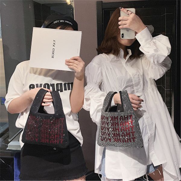 

bling bling woman designer luxury bags thank you sequins bags mini tote bags crystal fashion lady bucket handbag vest girl glitter purse hot