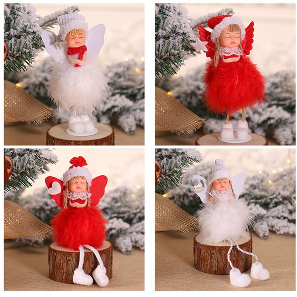 

2019 new year noel christmas angel girl boy ski plush dolls christmas tree ornament pendant party decoration for home