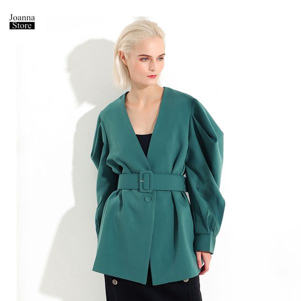 

elegant jacket women plus size vintage slim coats and jackets women office ladies bat sleeves coat v neck green casual clothes, Black;brown