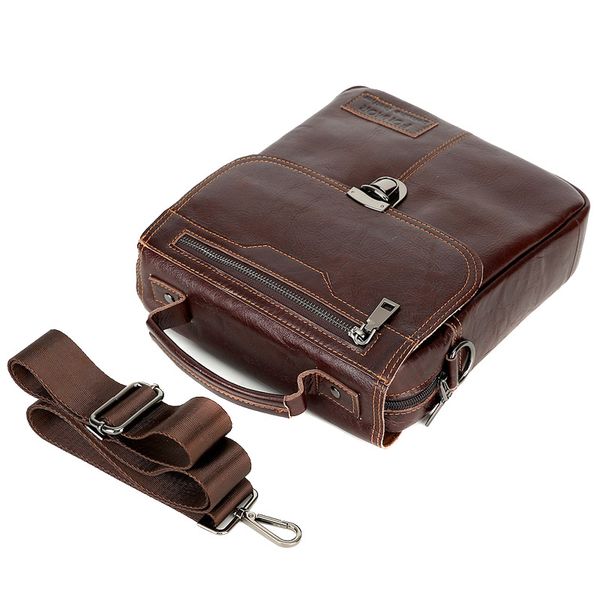 

men genuine leather vintage buckle shoulder bag satchel crossbody bag -opk