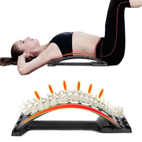 

dropship back massager stretcher fitness massage equipment stretch relax stretcher lumbar support spine pain relief chiropractic, Black;blue