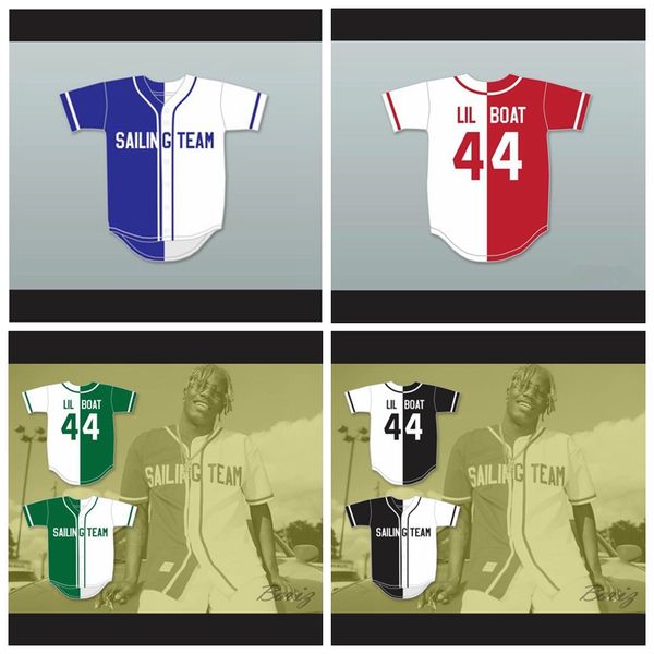 

CUSTOM Lil Yachty Lil Boat 44 Sailing Team Red Blue Black Green/White Baseball Jerseys Any Name Any Number free shipping