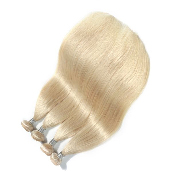 Platinum Blonde Color Peruvian Straight Hair Weave 100 Remy Human