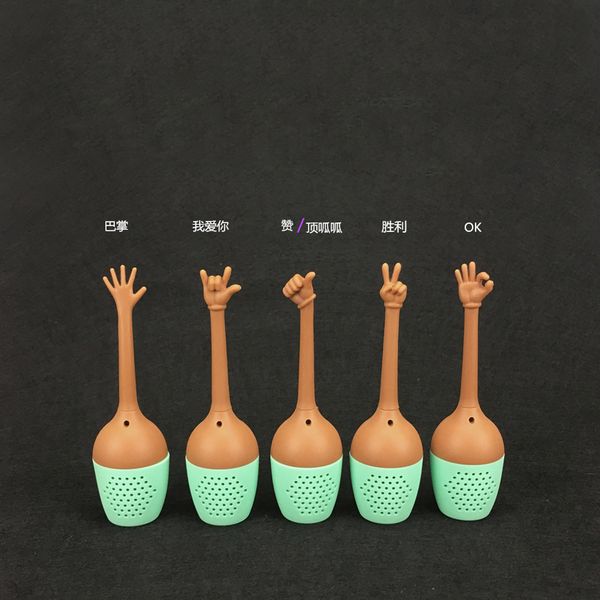 

gesture style tea strainer creative hand gestures teapot thumb ok yeah palm love you style silicone tea infuser tc190513 450pcs