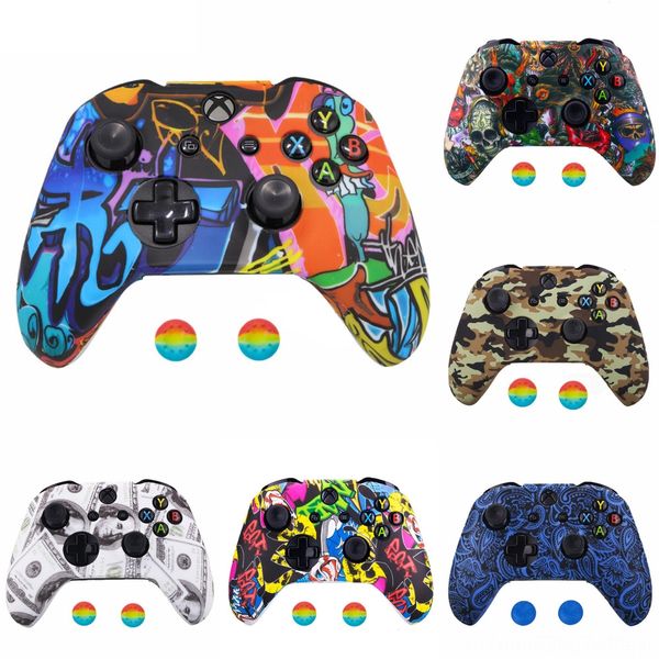 

qxlsm new joystick colors for xbox s controller silicone skin case + analog thumb stick grip cap for x box one 1 x one 18