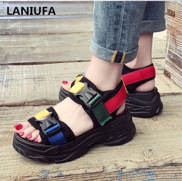 

summer women breathable comfortable casual wedges walking beach sandals flats women sandals shoes women shoes mujer summer &230 y200405, Black