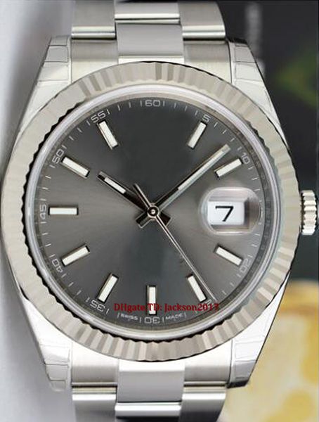 

christmas gift 5 style mens watches 126334 gray dial 18k white gold steel automatic watch 41mm asian movement 2813, Slivery;brown