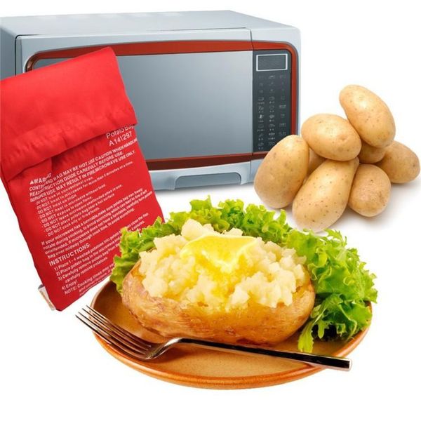 Fırın Mikrodalga Fırında 2 Adet / Lot Kırmızı Patates Çanta İçin Hızlı Hızlı sadece 4 dakikada (aynı anda 8 patates pişirmek)