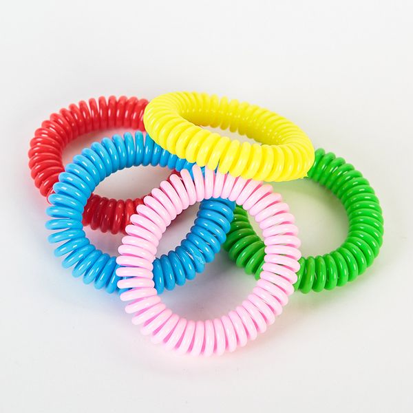 Braccialetto antizanzara Bicolor Anti-zanzara Telefono Anello di plastica per capelli a spirale per capelli Bambini Bracciale repellente per zanzare per adulti Anelli a mano BH1786 CY