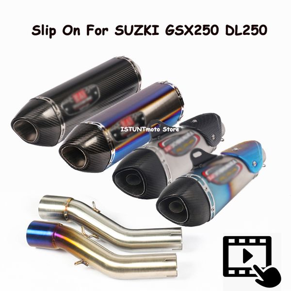 

slip on for gsx250 gsx250r dl250 motorcycle yoshimura exhaust tip muffler escape moto full system with middle link pipe