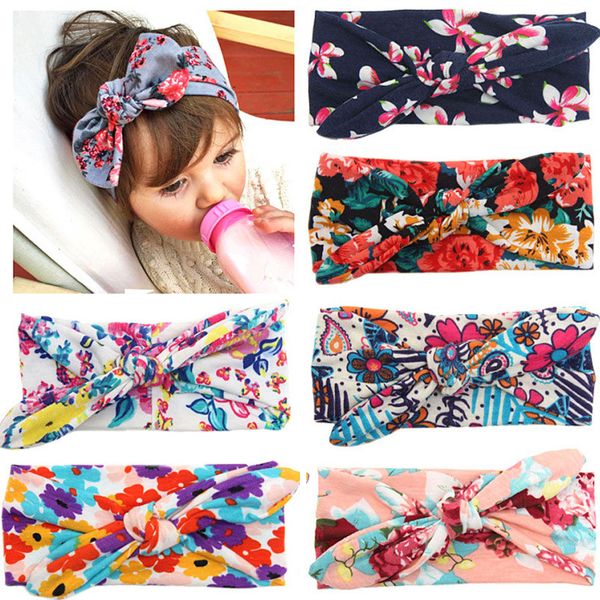 

newborn baby girl headpiece floral bow elastic headband ear turban infant girl accessories, Slivery;white