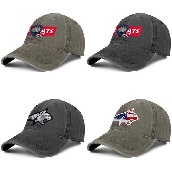 

montana state bobcats gray camouflage logo denim baseball cap golf fitted custom stylish hats football 3d effect flag flag series, Blue;gray