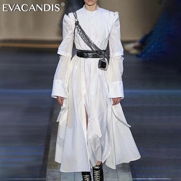 

white long sleeve european style runway designer zimm brand button vintage elegant shirt dress dress women vestidos, Black;gray